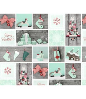 Motiv-Fotokarton "WEIHNACHTEN mint/rot"