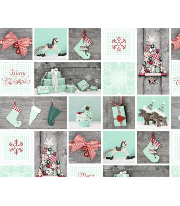 Motiv-Fotokarton "WEIHNACHTEN mint/rot"